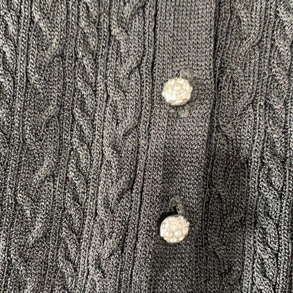 ZARA Crystal Button Cable Knit Black Cardigan Sz M - Picture 3 of 8